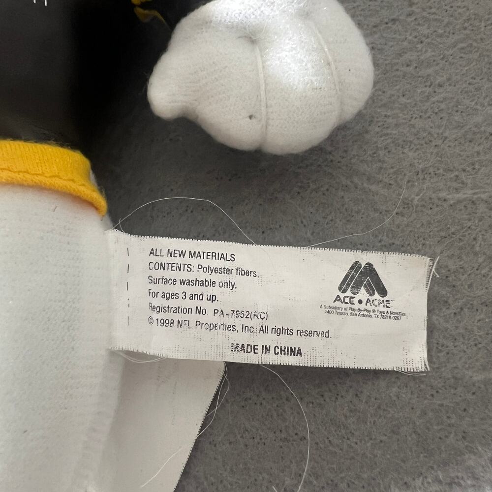 Vintage 1998 Steelers Bulldog Plush Ace Novelty NFL - Picture 4 of 6